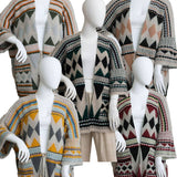 Boho Faux Fur Ruana Wrap with Cozy Pockets - Tribal Cardigan