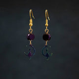 Rainbow Cat in the Moon Earrings