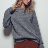 Ribbed Knit Sweater & Hooded Scarf Set