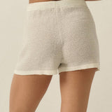Striped Knit Wide-Leg Drawstring Sweater Shorts