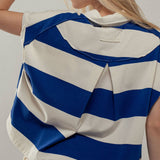 Bold Striped Dolman Sleeve Polo Shirt