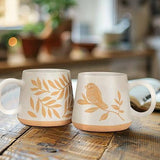 Oversized Mug with Birds on Branch-4"H(17oz)