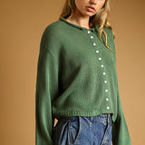 J7541   BUTTON FRONT EASY KNITTED CARDIGAN