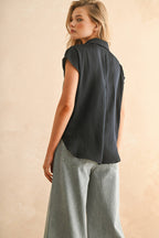 Button Down Rolled Sleeve Shirt