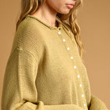 J7541   BUTTON FRONT EASY KNITTED CARDIGAN