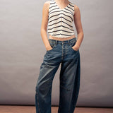 Light Dirty Wash Barrel Leg Jeans