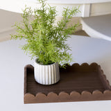 Wood scallop tray home decor, 13x9x2, espresso - 17008