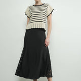 MAS3129 STRIPED CROCHET S/S SWEATER