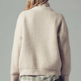 Relaxed Waffle Knit High Neck Sweater