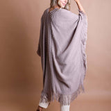 Open Work Frayed Border Bohemian Ruana