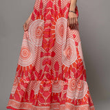 Sunburst Medallion Print Empire Waist Flutter Dress