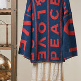 Colorblock Letter Print Cardigan