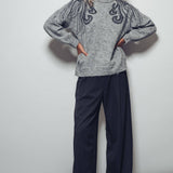 Tentacle Embroidered Gray Sweater
