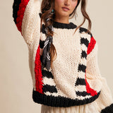 Chunky Patterned Hand-Knit Sweater