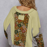 Print Panel Green Tea Knit Sweater