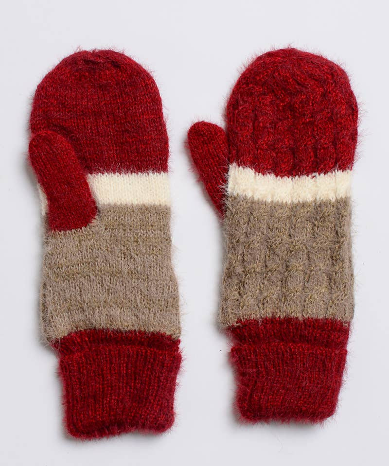 Ultra Soft Mohair Striped Mittens – Cozy Winter Essential❄️