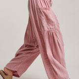 Striped Cotton Drawstring Harem Pants