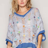 V-neck Floral Outseam Sweater
