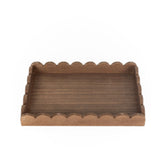 Wood scallop tray home decor, 13x9x2, espresso - 17008