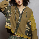 Floral Panel Knit Hoodie