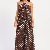 POLKA DOT ASYMMETRICAL HALTER TOP