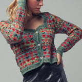 Vintage Floral Jacquard Knit Cardigan