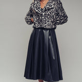 Cropped Faux Fur Leopard Print Bomber Jacket
