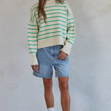 Striped Green & White Sweater