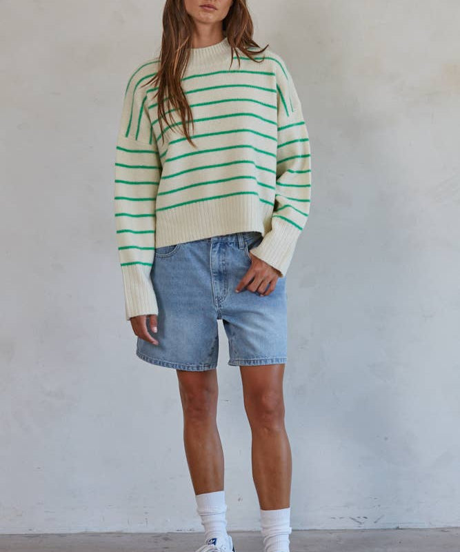 Striped Green & White Sweater