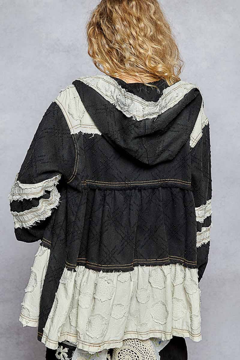 Black & Gray Stressed Seam Zip-Up