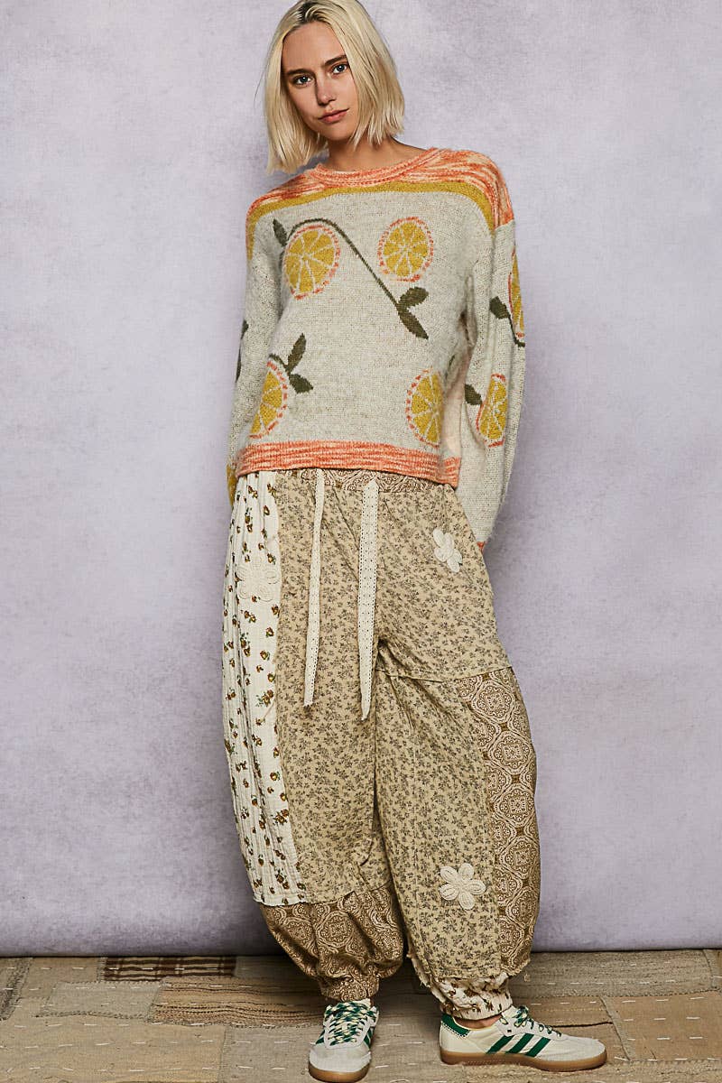 Orange Print Sweater