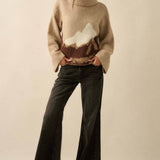 Mountains Fuzzy Jacquard-Knit Turtleneck Sweater