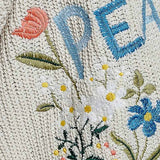 Multicolor Floral Embroidery PEACE Letter Knit Cardigan