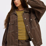OVERSIZED TWILL BUTTON UP JACKET