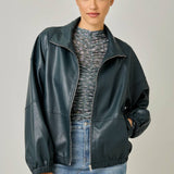 61652 Oversized Faux Leather Jacket