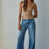 S1217N | Knit Seamless Ribbed Tank Top with Lace Trim