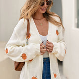 Pumpkin Patterned Knit Cardigan