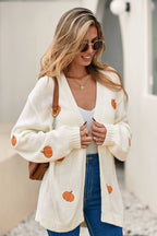 Pumpkin Patterned Knit Cardigan