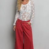 Low Rise Eyelet Studded Wide Leg Street Pants
