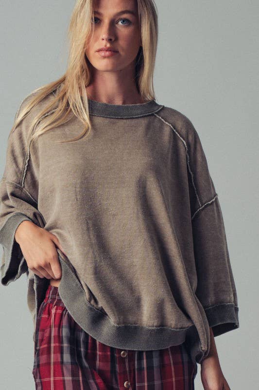 Oversized Seam Detail Pullover Top