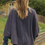 Plus Acid Washed Thermal Batwing Pullover