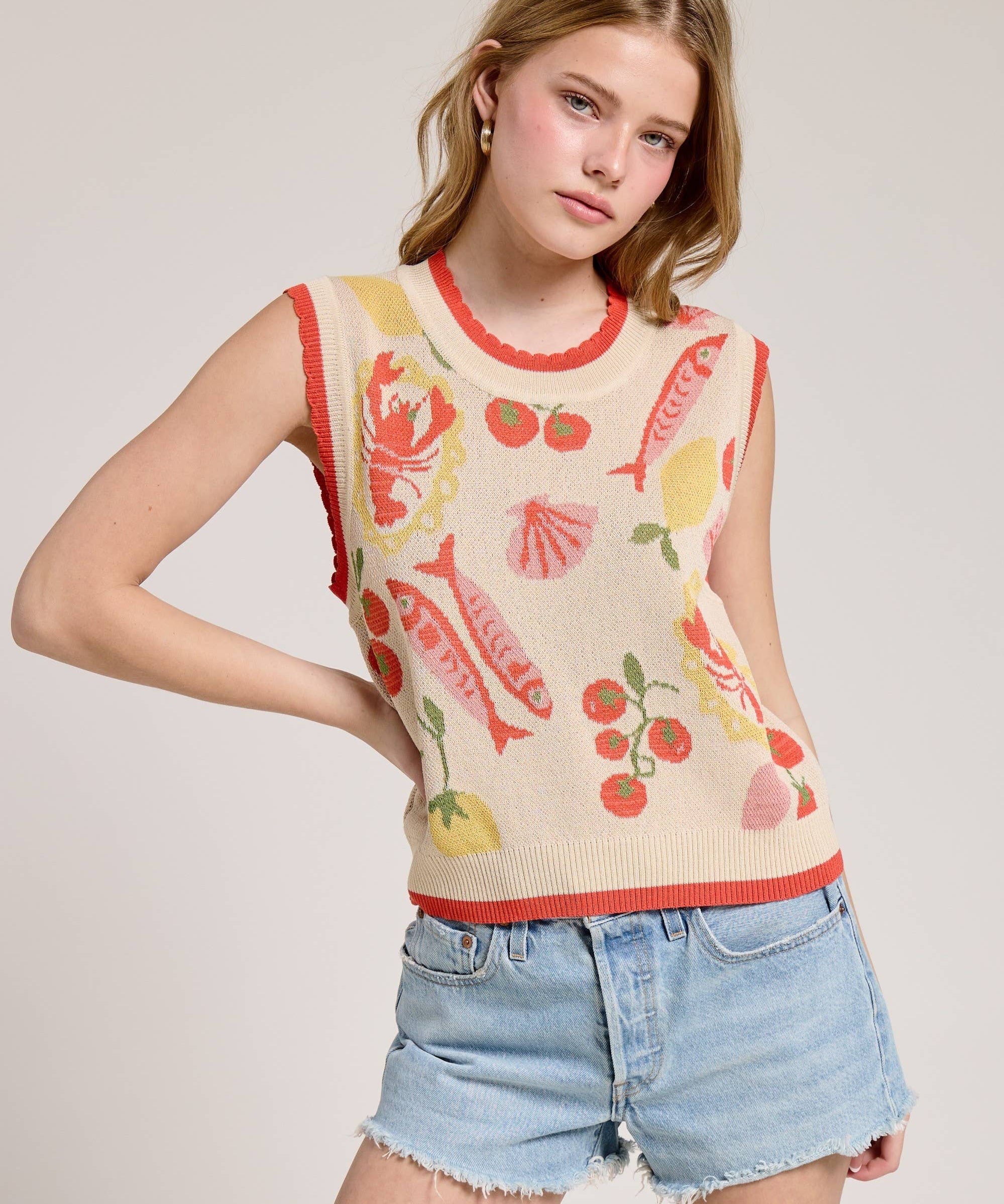 Market Print Knit Vest