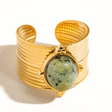 Oasis 18K Gold Non-Tarnish Stone Bold Adjustable Ring