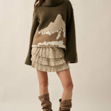 Mountains Fuzzy Jacquard-Knit Turtleneck Sweater