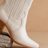 The Addison | White Western Boots