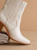 The Addison | White Western Boots