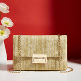 Women's straw crossbody bag small square bag
