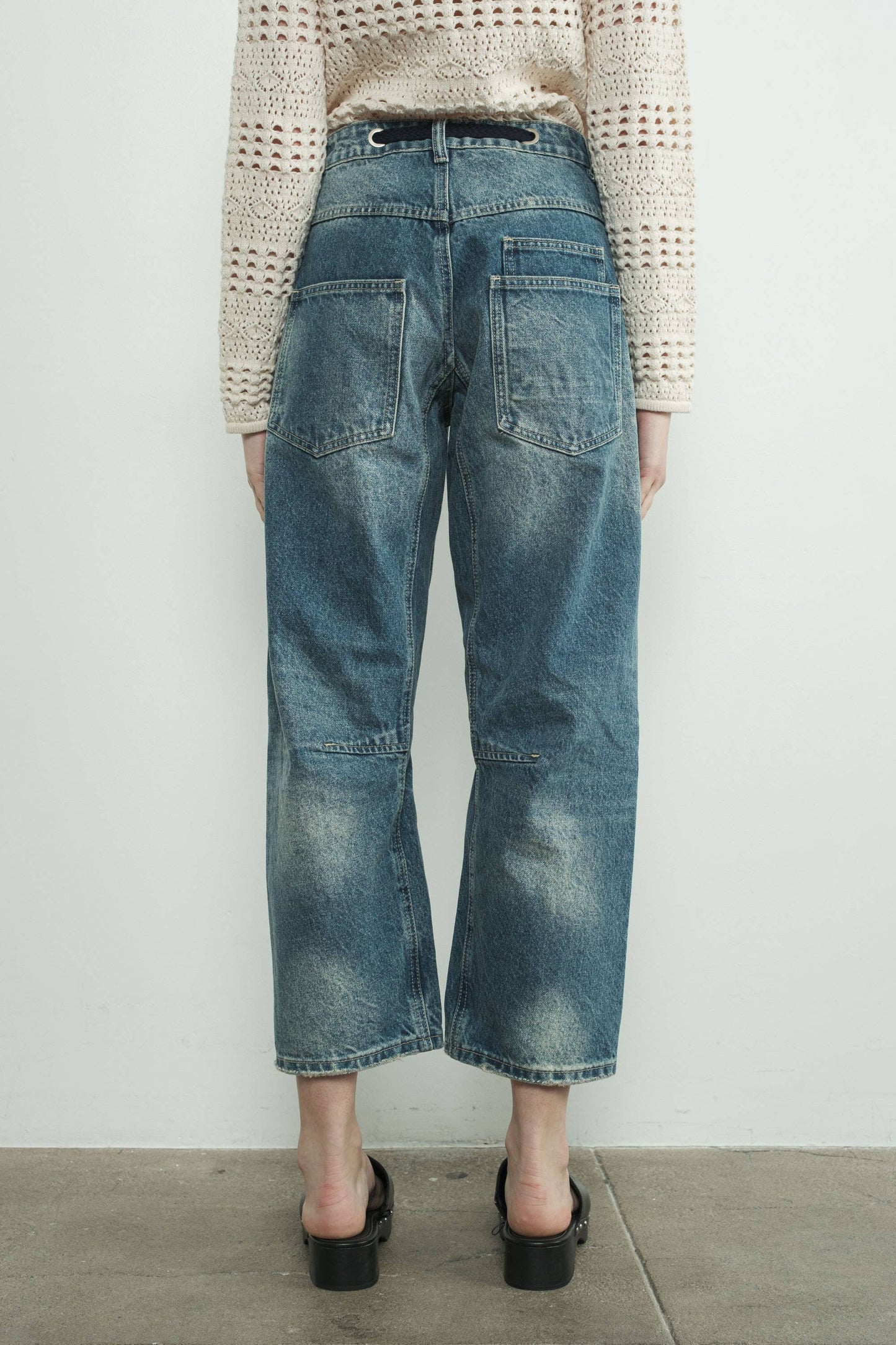 Barrel Denim Pants w/ Drawstring Waist