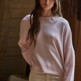W2114 | Knit Sweater Rolled Round Neck Pullover Top