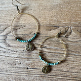 Turquoise Peace Hoop Earrings
